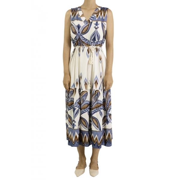 Vestito fantasia lungo scollo a V